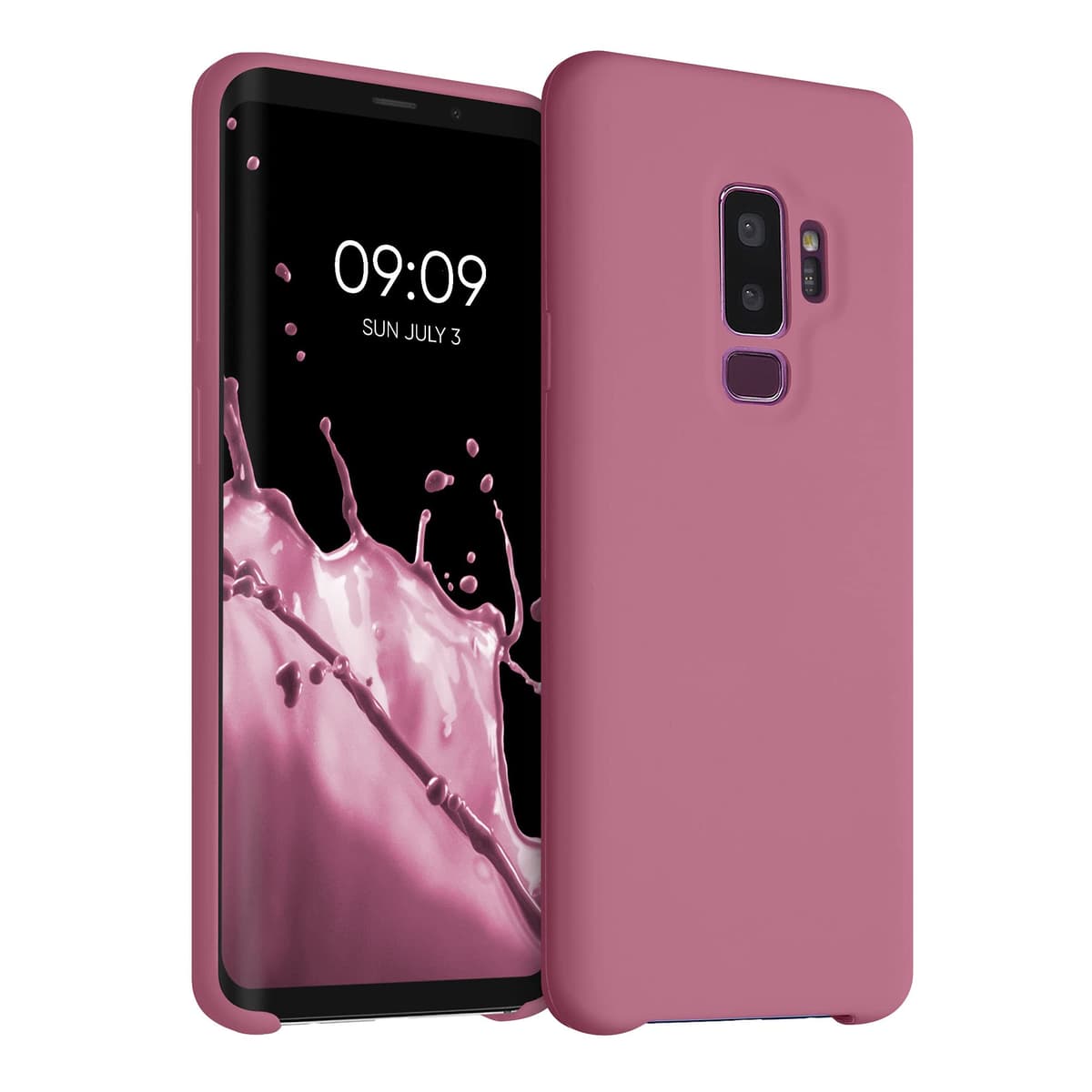 kwmobile Case for Samsung Galaxy S9 Plus Case - Soft Cover - Shockproof Silicone - Wireless Charging Dark Rose