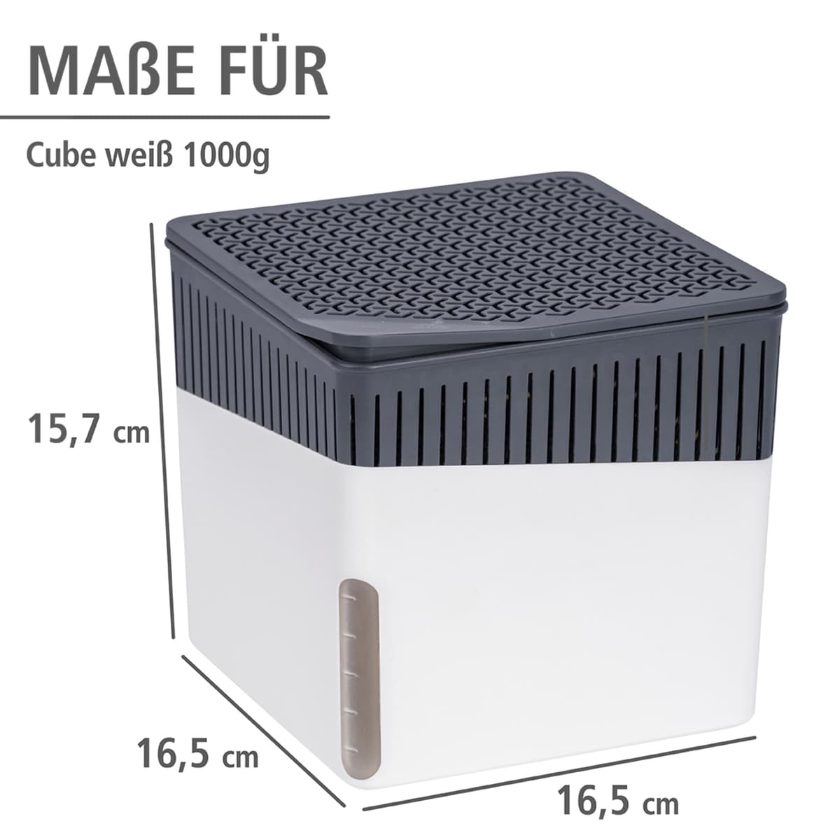 WENKO Deshumidificador Mod Cube, 1000 g, para habitaciones de hasta 80 m³, previene moho y malos olores, sin electricidad, silencioso, recargable, blanco — view 5