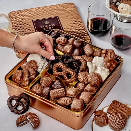 Chocolate Gift Basket, Gourmet Snack Food Box in Keepsake Tin, 2+ lbs of Chocolate, Great for Birthday, Sympathy, Family Parties & Get Well - Bonnie & Pop — view 4