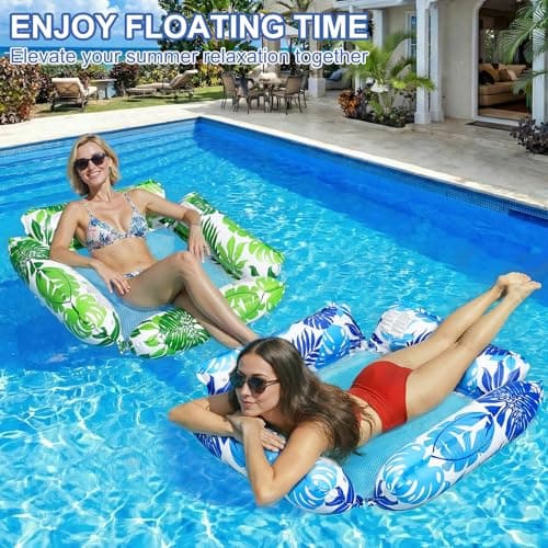 Korlon Tec 2 Pack Inflatable Pool Floats Adult, 4-in-1 Multi-Purpose Pool Float Rafts Water Hammock, Pool Hammock Floats for Adults Swimming Summerl Lake Beach — view 5