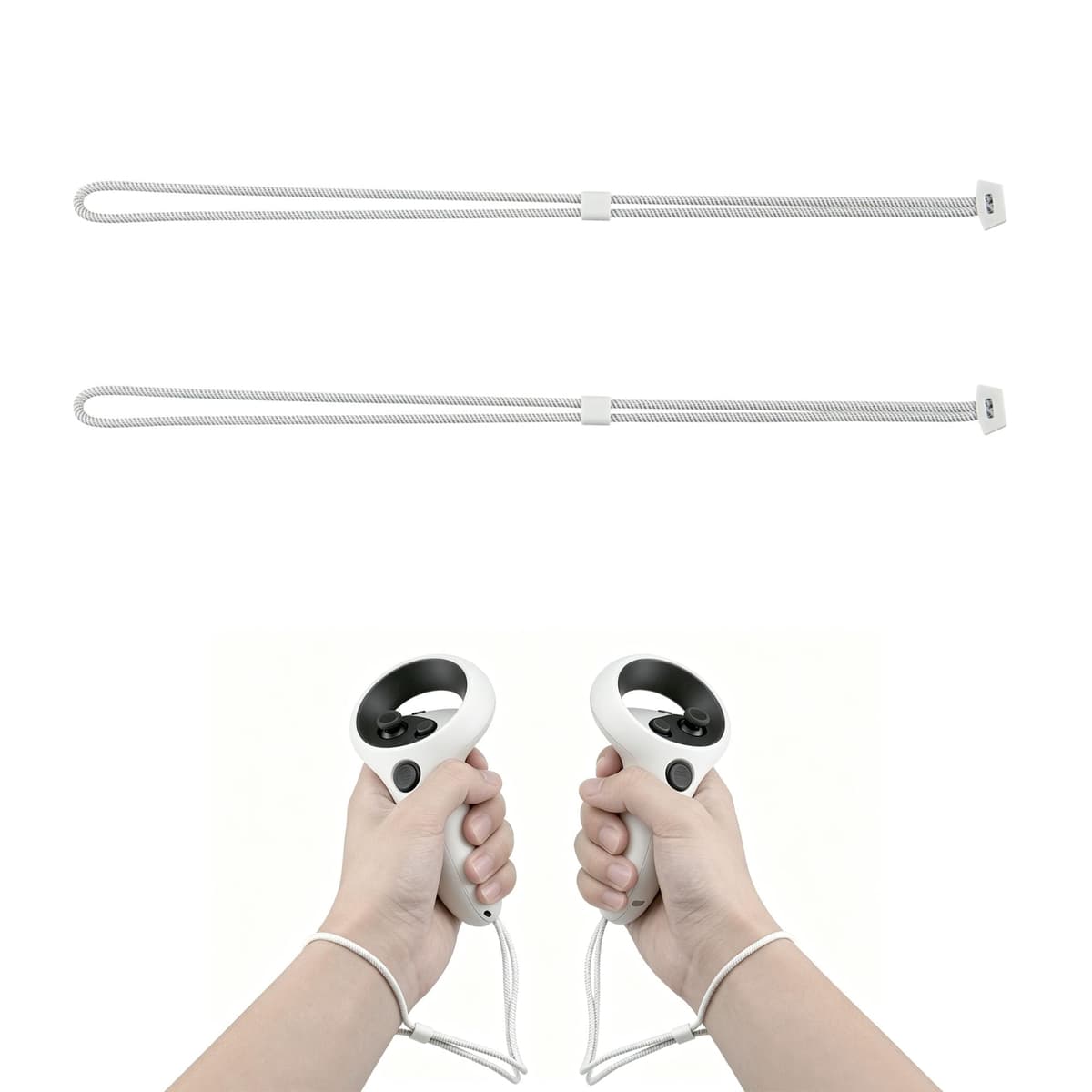 2PCS Adjustable Controller Wrist Straps for Meta Quest 3/3S White Replacement Hand Straps for Quest 3 Controller, Durable Easy Installation