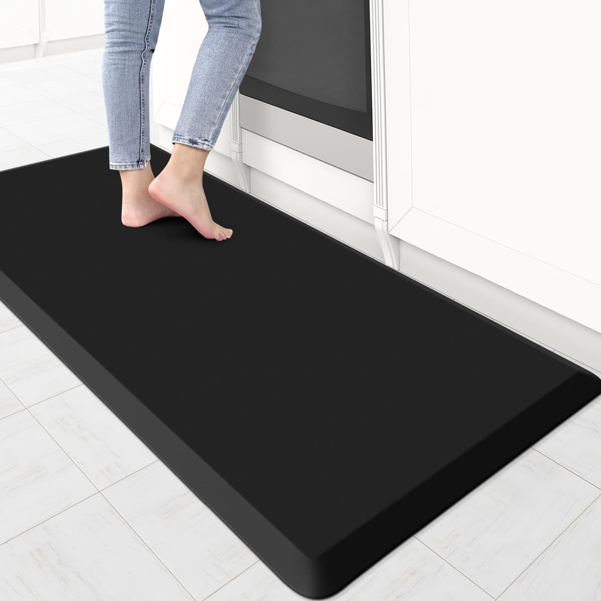 KitchenClouds Kitchen Mat Cushioned Anti Fatigue Rug 17.3"x28" Water Resistant Non Slip Standing Desk Mat Comfort Floor Mats for Kitchen House Sink Office (Khaki) — view 36