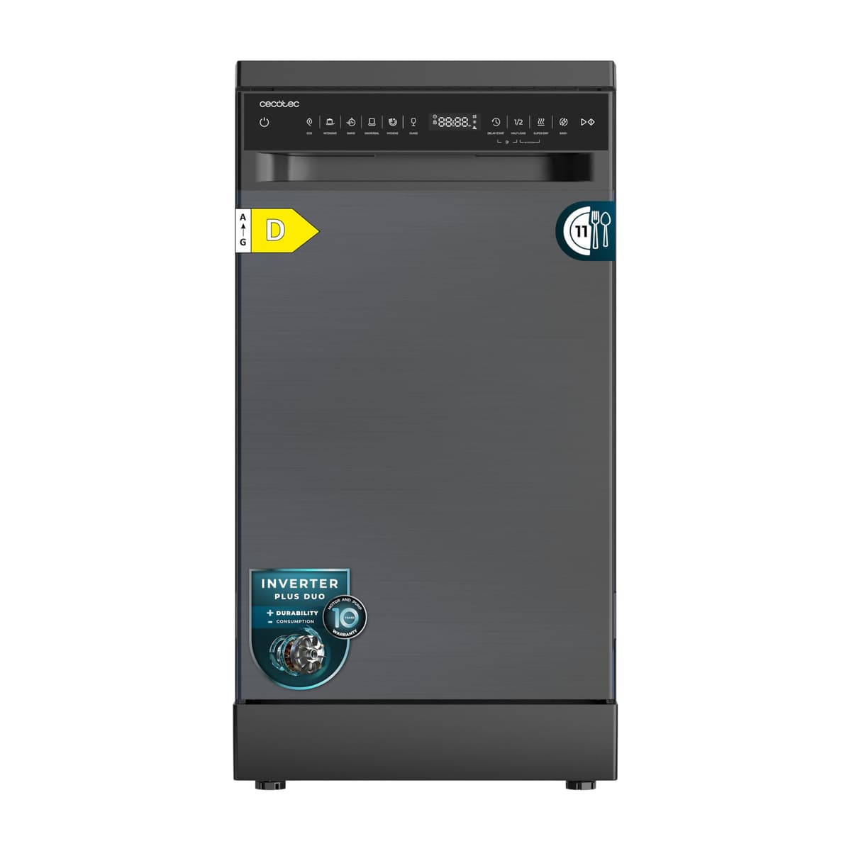 Cecotec Lavavajillas 45 cm Libre Instalación Bolero Aguazero 4360 Inox. 11 Cubiertos, 9 Programas, Motor Inverter Plus Duo, Panel Touch, Super Dry, Save+, AutoClean, Delay Start, Inox — view 7