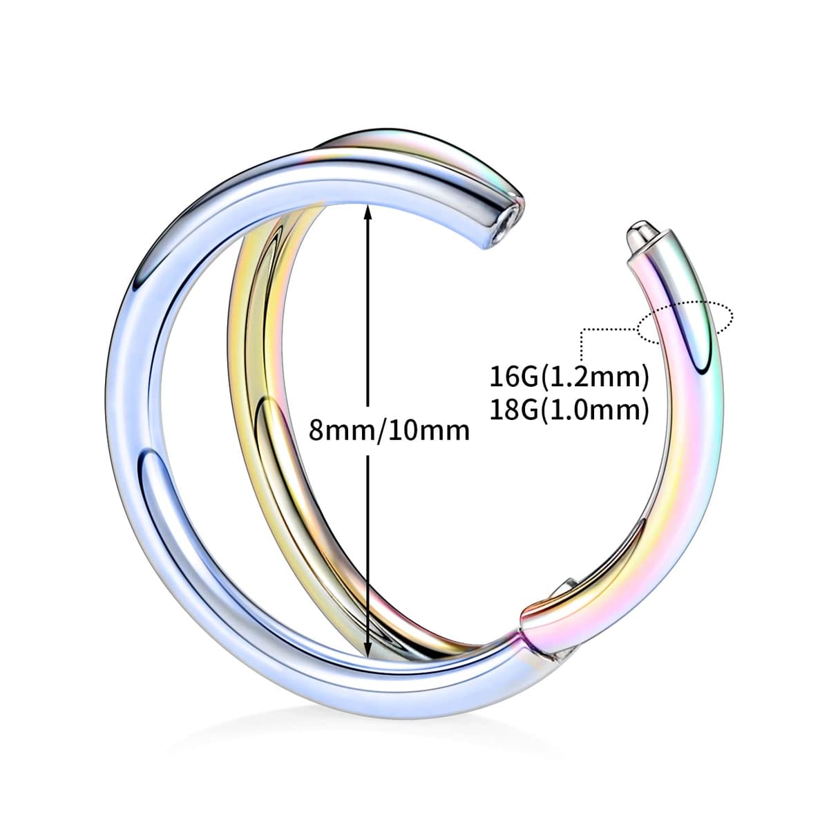 hengkaixuan Triple Double Nose Hoop Ring Sleeper Hoop Earring Helix Rook Conch Cartilage Daith Tragus Earrings Septum Ring Lobe Nose Piercing Jewellery for Women — view 2