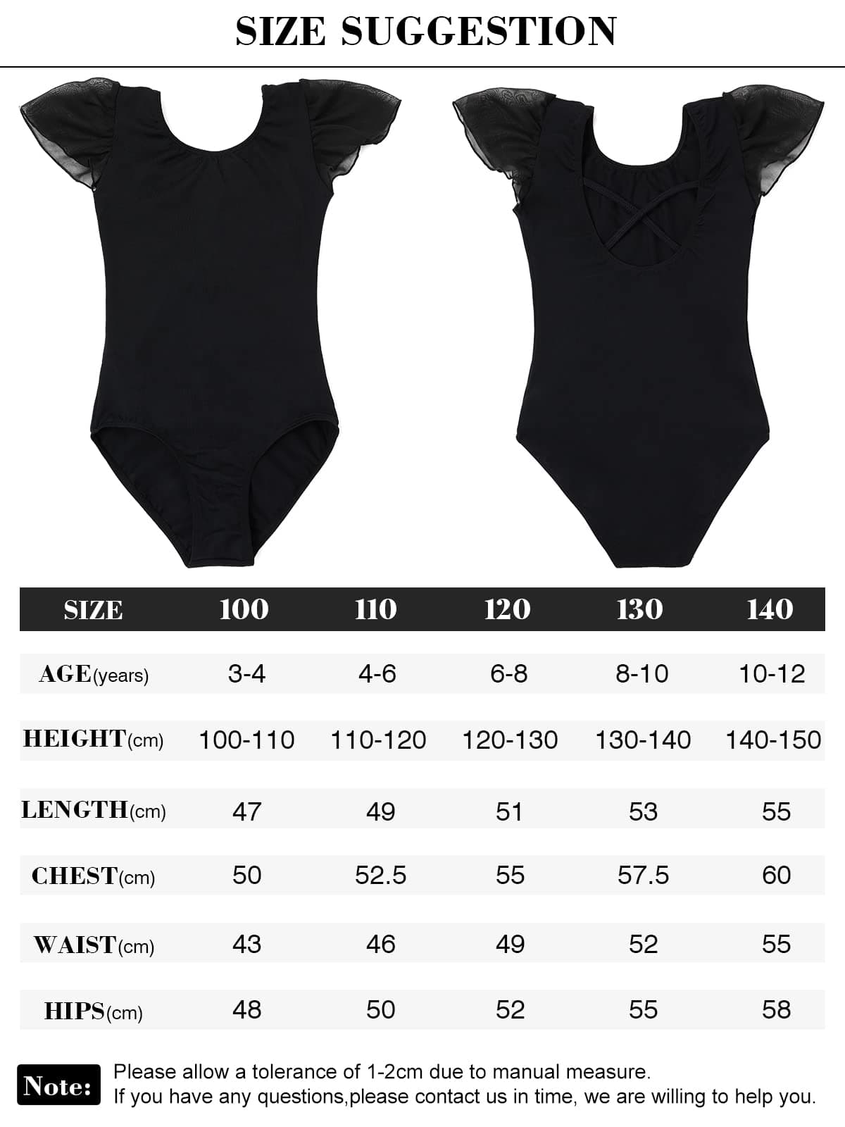 Bezioner Maillot Ballet Niña Maillot de Danza Leotardo Gimnasia Manga de Soplo para 3-12 Años — view 7