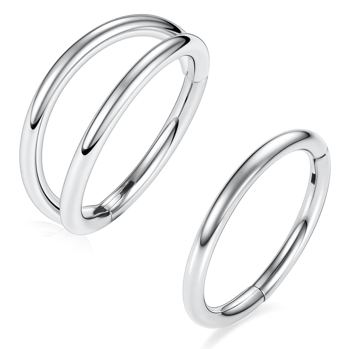 GAGABODY 2 Pcs Nose Rings 20G 18G 16G 14G 12G 10G 8G Surgical Steel Piercing Rings for Nose Septum Cartilage Helix Tragus Conch Rook Daith Lobe from 5mm to 16mm Seamless Hoop Unisex Hinged Earrings — view 9