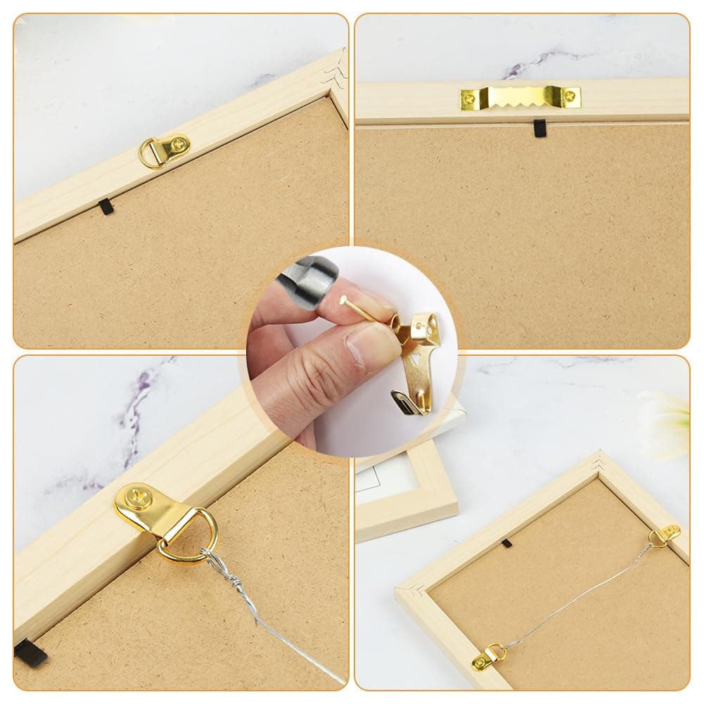 Colgadores de Cuadros Kit, 282 Piezas Ganchos Resistentes de Marcos de Fotos con Clavos Ganci da Parete Antitraccia 10 - 75 libras para Colgar Fotos Lienzo Reloj Espejo Obra de Arte Dorados — view 3