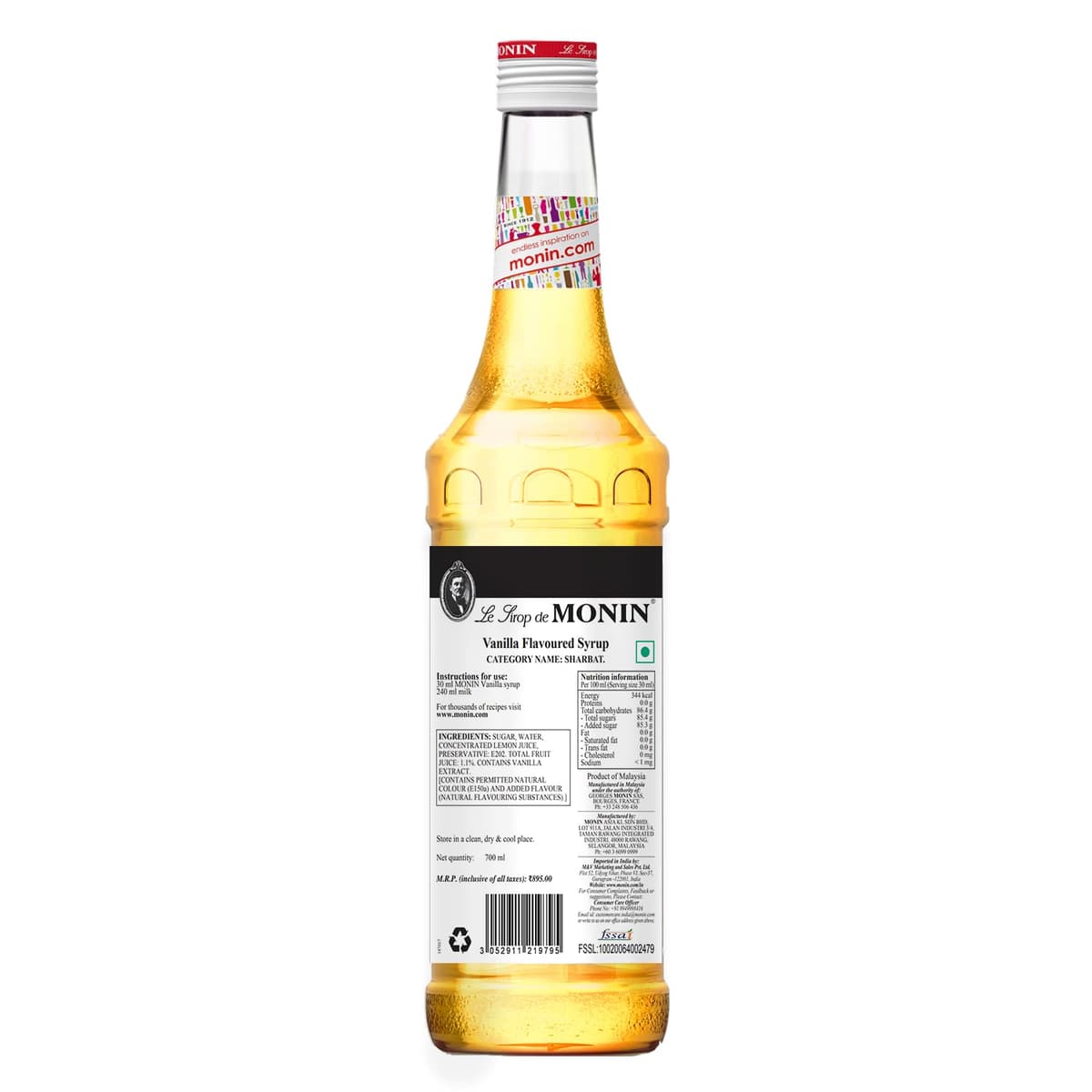 MONIN Premium Vanilla Syrup 700ml for Coffee and Cocktails. Vegan-Friendly, Allergen-Free, 100% Natural Flavours and Colourings — view 3