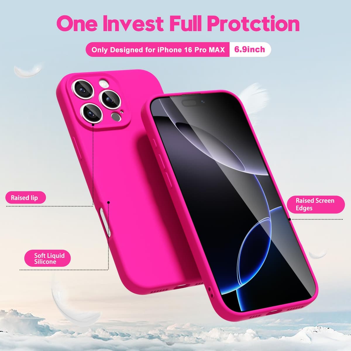 oakxco for iPhone 17 Pro Max Phone Case Liquid Silicone, Cute Thin Slim Grip Soft Rubber Gel for Women Men, Smooth Matte TPU Plain Solid Color Girly Simple Case with Camera Cover, Light Pink — view 715