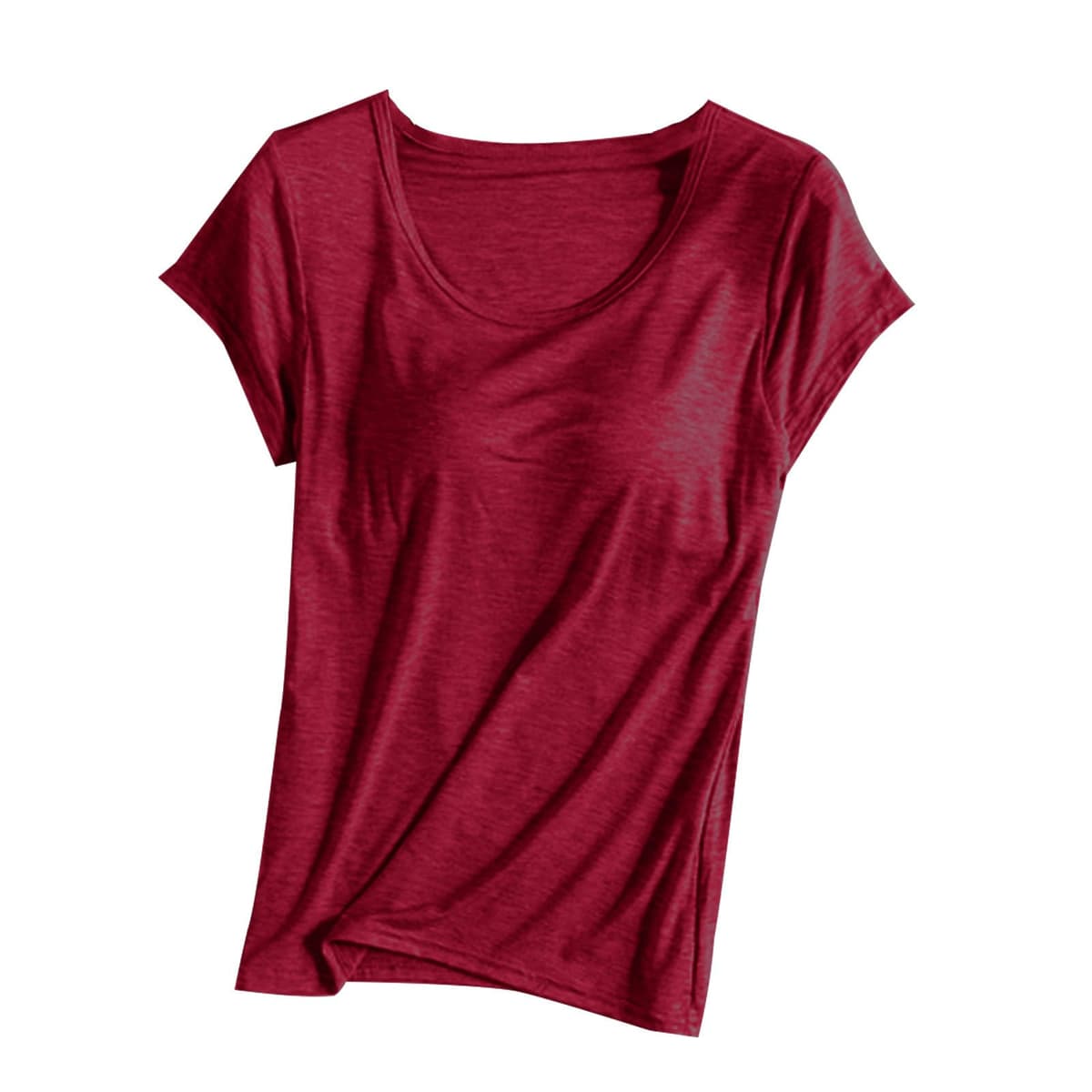 Womens Shirts with Built in Bra Short Sleeve Shirts Summer Casual Athletic Workout Yoga Shelf Bra Padded T Shirts Tops — view 8