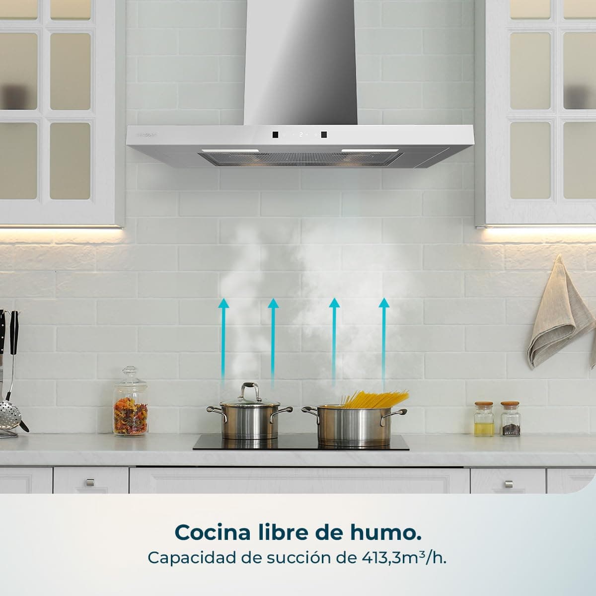 Cecotec Campana Extractora en forma de T Bolero Flux TT 704400 Black A++, 70cm, 413,3m³/h de succión, Clase A++, Control Táctil Invisible, Hand Movement Control, Función Booster, Filtros Lavables — view 4