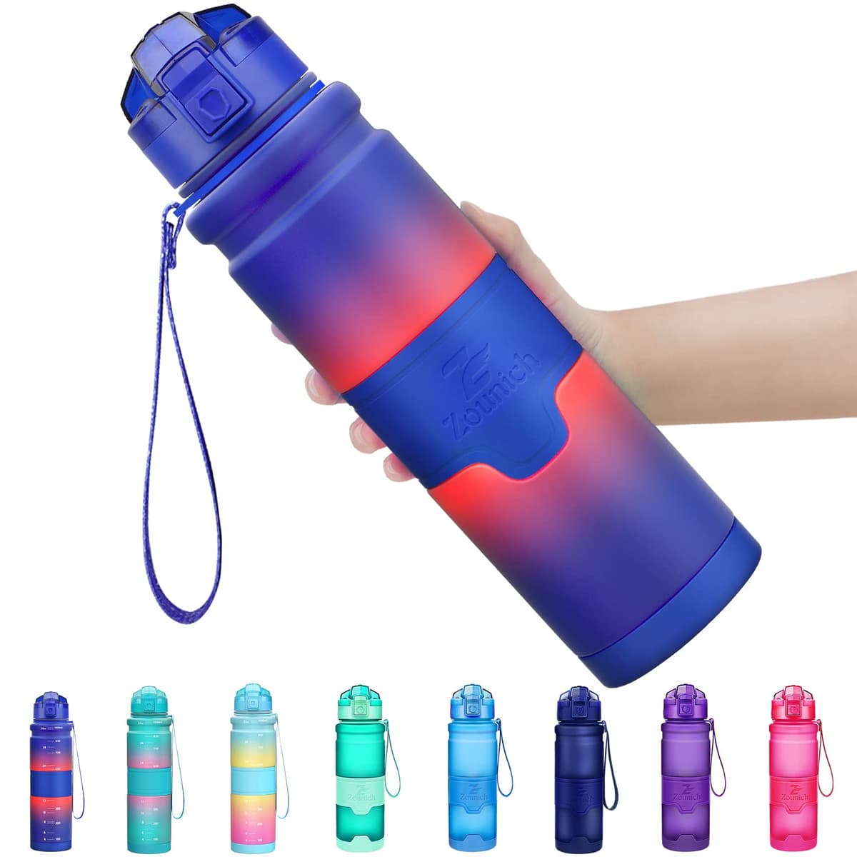 ZOUNICH Botella Agua Deporte Botellas Agua Niños sin BPA, Reutilizable Tritan Plástico Ecologica con Filtro, 400ml/500ml700ml/1l, Cantimploras para Gimnasio, Bicicleta, Colegio, Oficina, Viajes — view 12