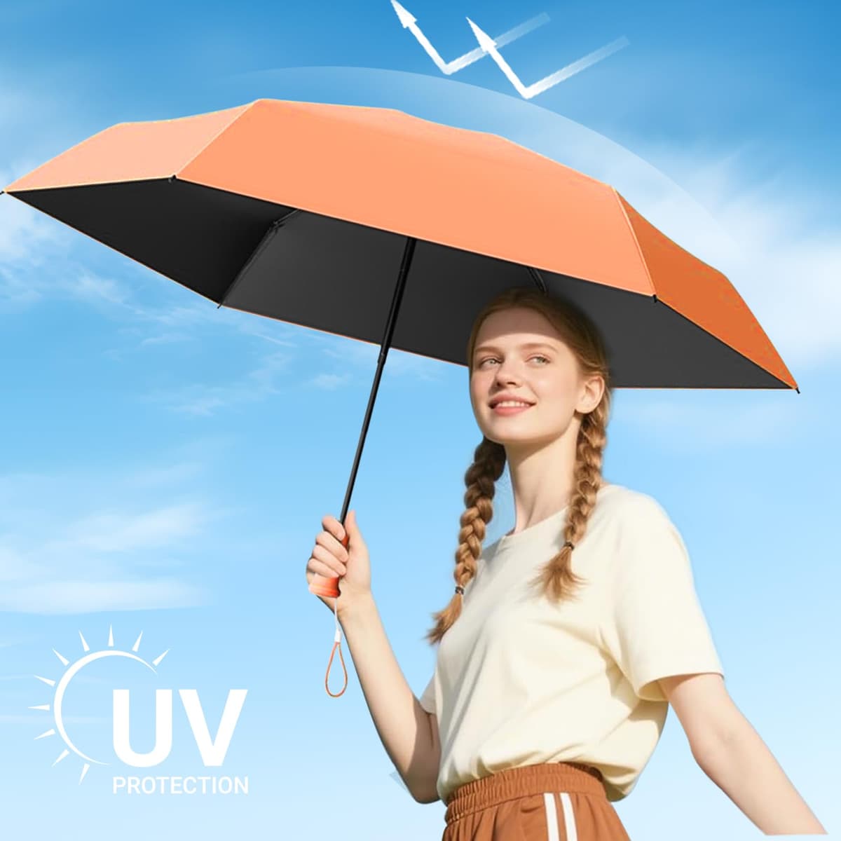 Mini Paraguas Plegable, Paraguas Anti Uv, Paraguas Pequeño, Ligero y Compacto, Fácil de Transportar, Adecuado para Varias ocasiones, Mango Retráctil — view 3