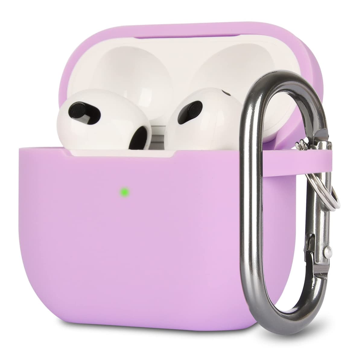 Funda de Silicona Compatible con AirPods 3, Anti-rasguños, Anti-Polvo, LED Frontal Visible, Funda Premium Silicona para AirPods 3.ª Generación (2021) con Mosquetón, Coral Orange — view 15