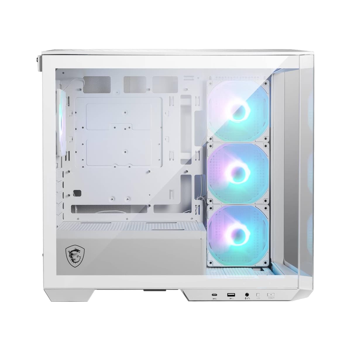 MSI MAG PANO M100L PZ WHITE Micro-ATX PC Case - Micro-ATX Capacity, GPU Support Stand, Level Indicator, Dust Filters, 33 mm Cable Routing Space, USB Type-C (20Gbps) — view 4