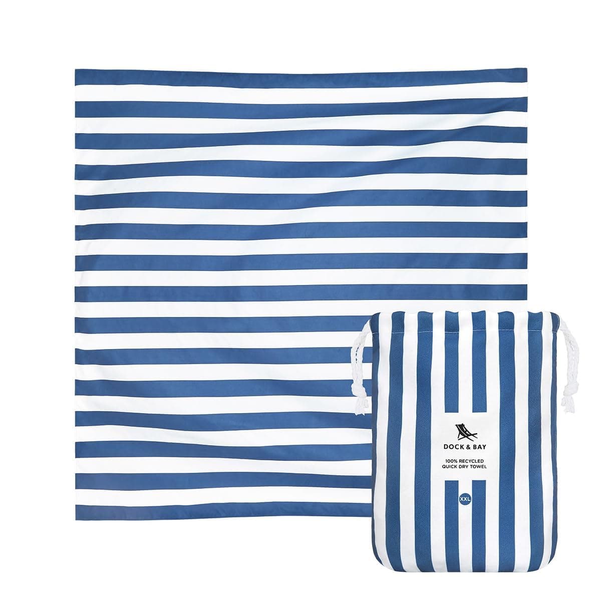 Dock & Bay Beach Towel - Quick Dry, Sand Free - Compact, Lightweight - 100% Recycled - Includes Bag - Cabana - Whitsunday Blue - Large (160x90cm, 63x35) — view 51
