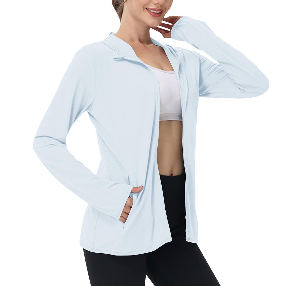 Sun Jacket for Women UPF 50+ Lightweight Athletic Jacket Sun Protection Full Zip Hoodies Shirts Hiking Outdoor Pockets — view 11