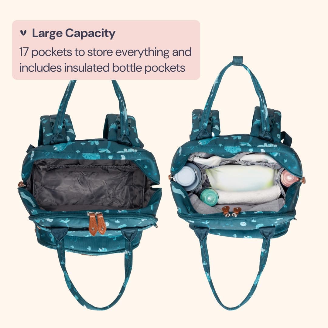 BabbleRoo Baby Changing Bag Backpack, Nappy Changing Back Pack Diaper Bags with Changing Mat & Pacifier Holder for Mom & Dad — view 3