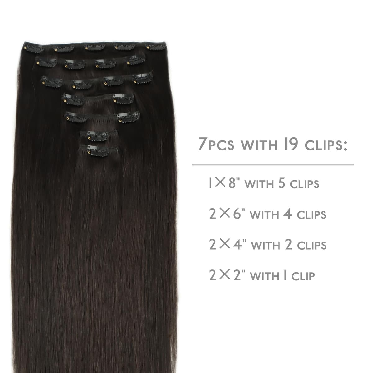 WENNALIFE Clip in Hair Extensions Human Hair 16 Inch 120g 7pcs Dark Brown Hair Extensions Clip in for Women Real Human Hair Double Weft Rallonge Cheveux Humain Extension Real Hair Extensions — view 2
