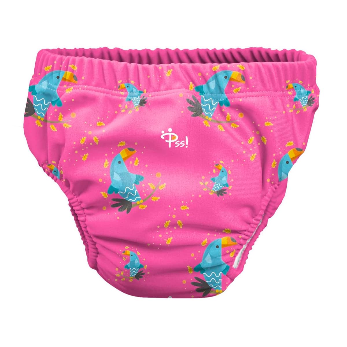Pss! - Pañal de Agua para Bebé - Modelo Crazy Toucan - Para Bebés de 3 a 8 kg - Talla M - Unisex - Diseño Multicolor - Absorbente y Reutilizable - Impermeable y Cómodo - 1 Unidad