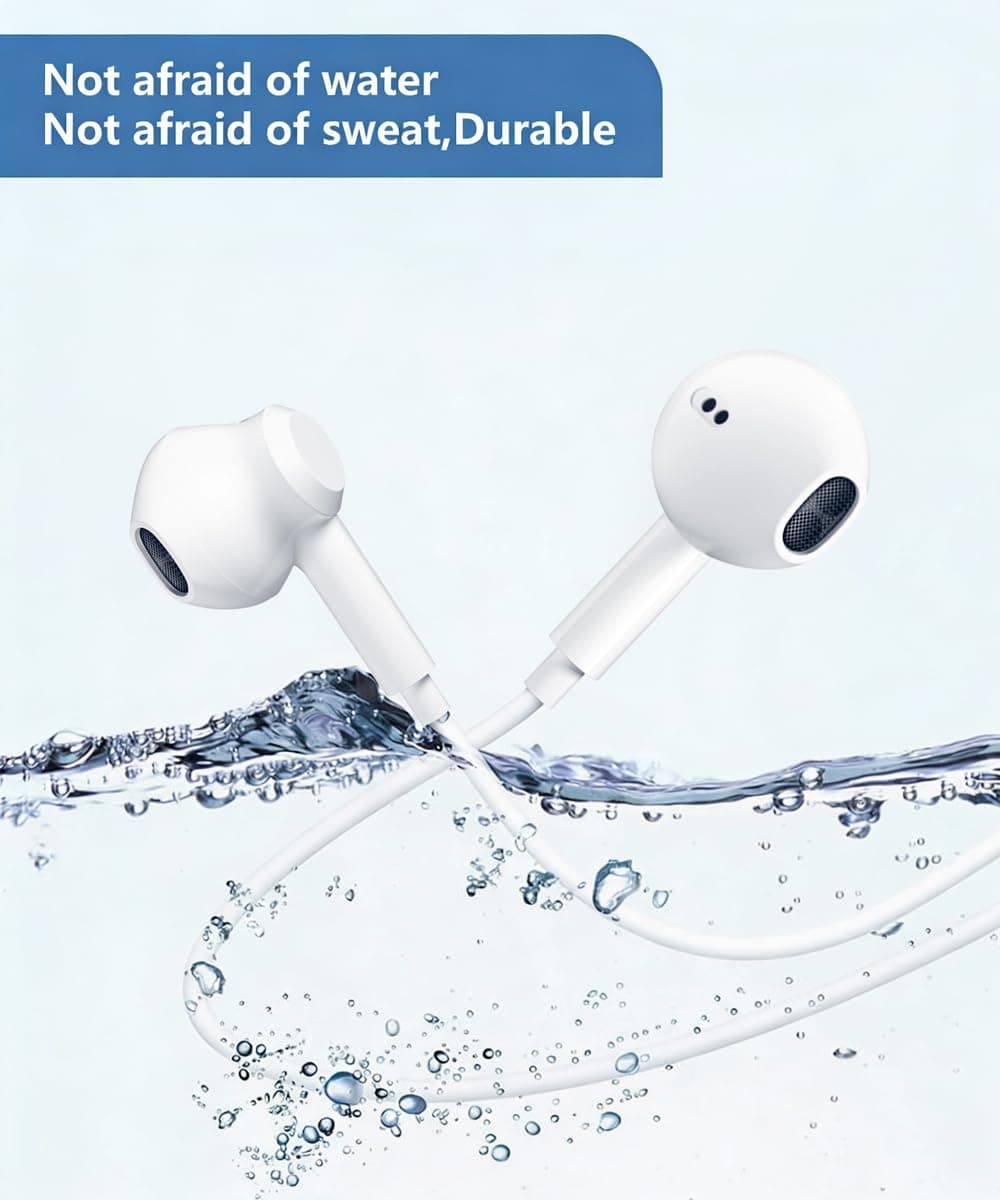 Cascos iPhone Cable,Auriculares para iPhone,Cascos con Cable con Aislamiento de Ruido Soporte Control de Volumen de Llamadas,Compatible con iPhone 13/12/11 Soporta Todo el Sistema i0S — view 3