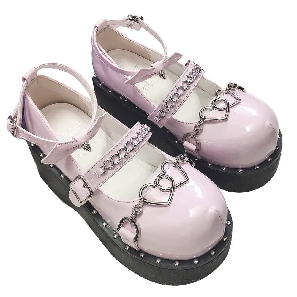 Womens Platform Mary Janes Shoes Sweet Toe Ankle Lolita Gothic Pumps Chunky Patent Leather — view 82