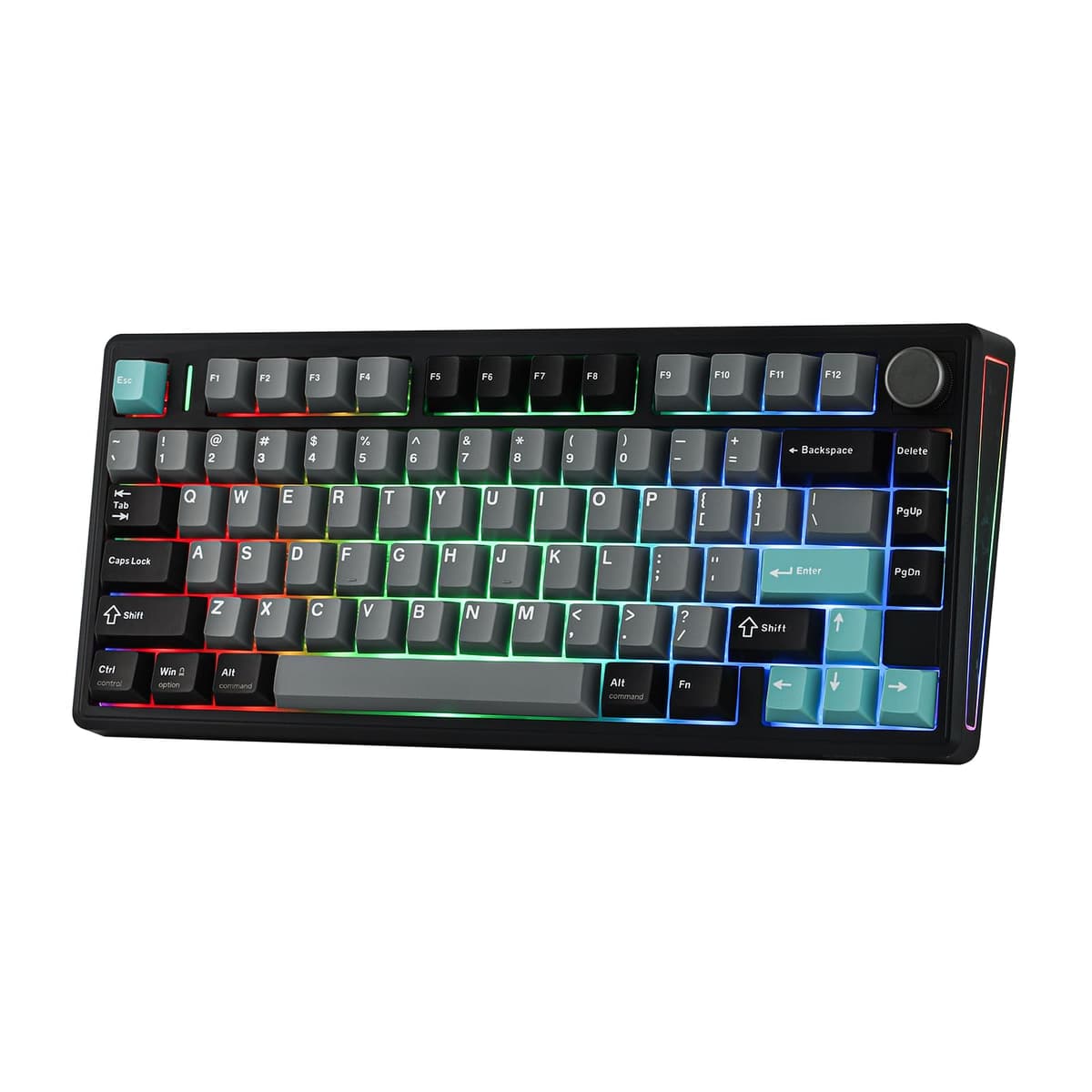 EPOMAKER TH80 V2 75% Kabellose Mechanische Gaming-Tastatur, 8000mAh&2,4G/BT, Hot-Swap, Mac Modifier, RGB, Programmierbare Tasten & Knopf, Creamy Tastatur für Mac/PC (Schwarz, Creamy Jade)