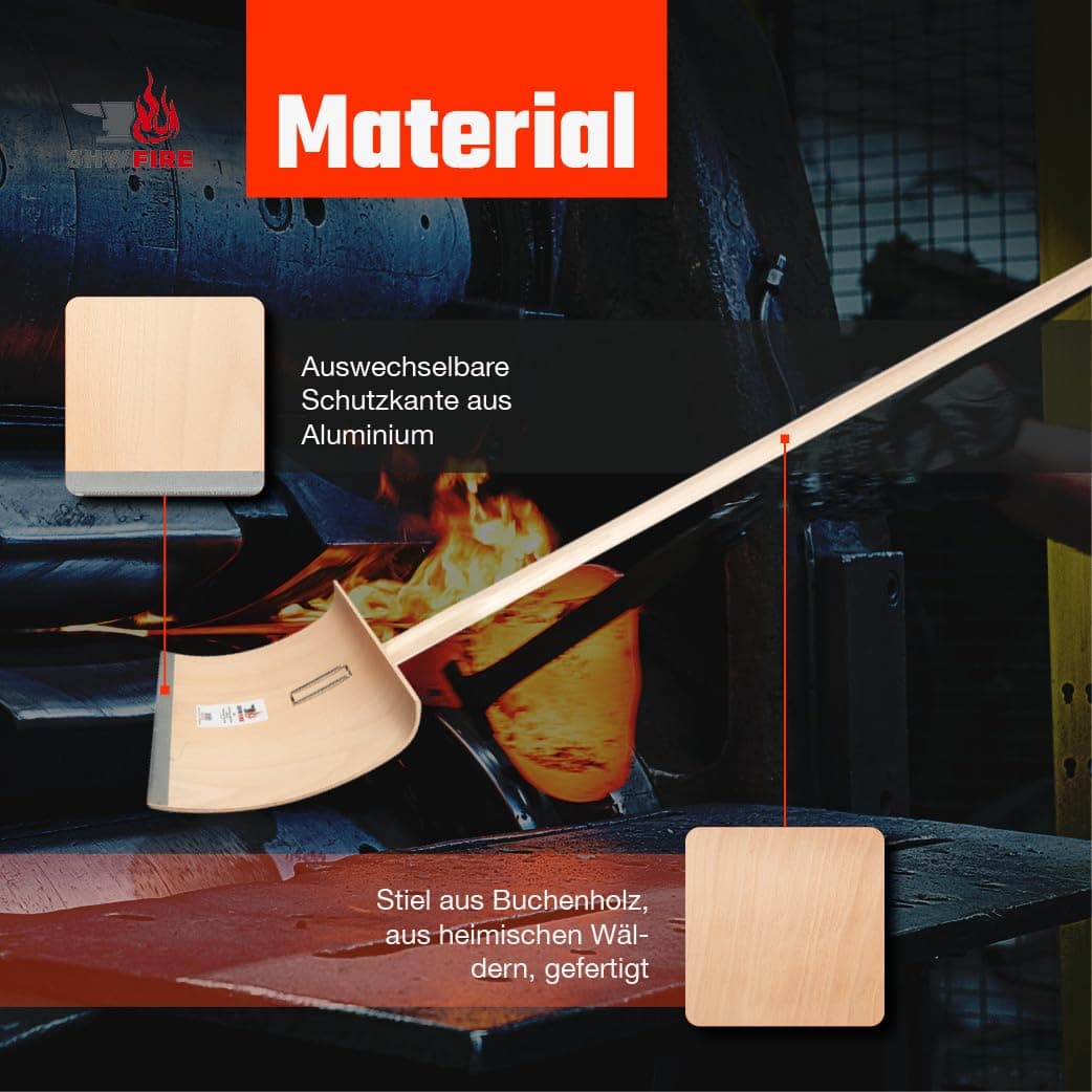 SHW-FIRE Pala quitanieves con pala de 50 cm y mango ovalado de 150 cm, pala con 5 capas de madera contrachapada encolada con borde protector de aluminio, pala de nieve premium con mango de madera de — view 5