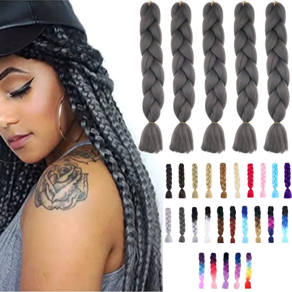 24" Braiding Hair Extension Jumbo Braids Synthetic 3bundles/pack Crochet Hair Afro Box Braid Heat Resistent (Dark Purple) — view 129