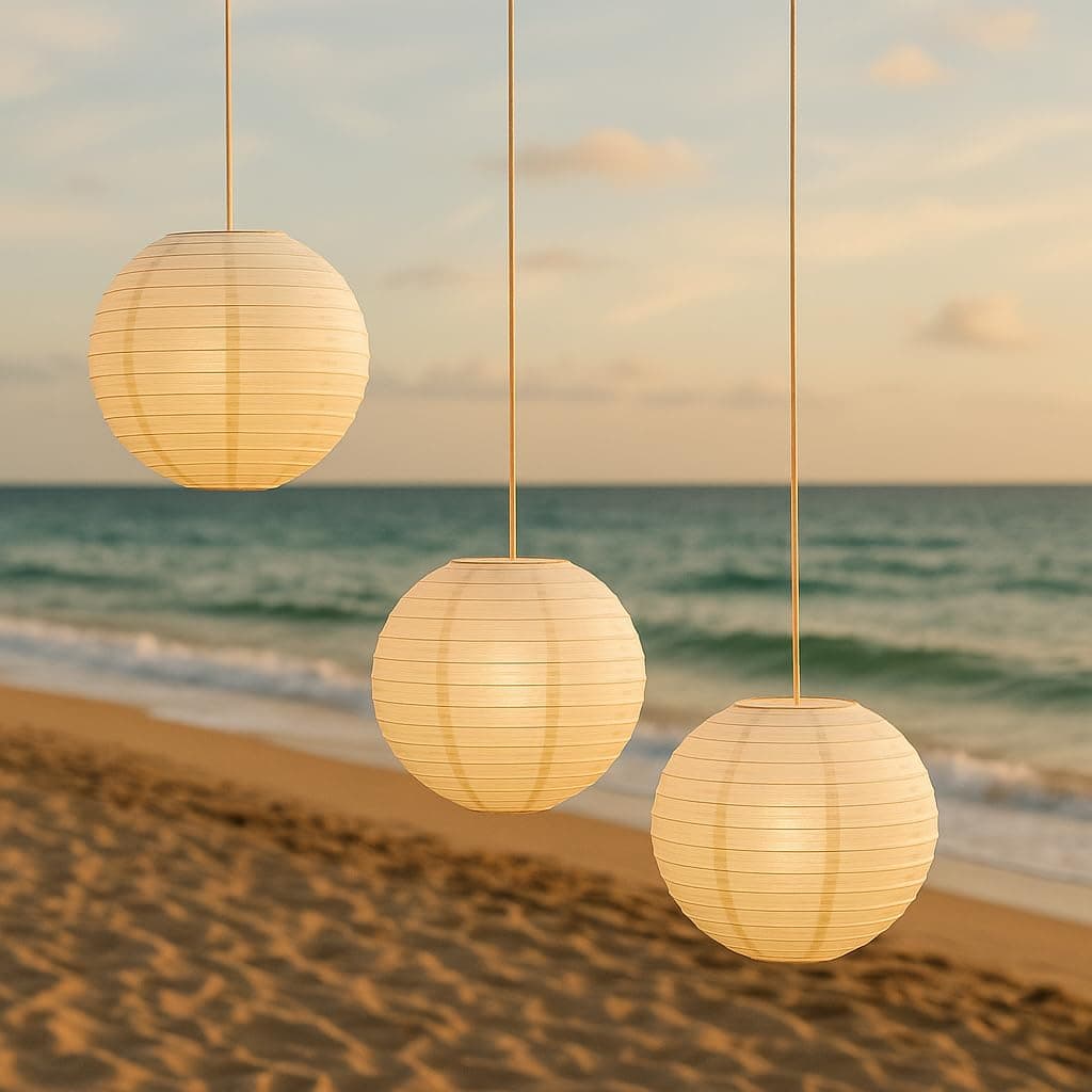 Pack of 3 Paper Lantern Lampshade Party Birthday Baby Shower Wedding Celebration Decoration (Ivory/Cream, 6" (15cm)) — view 4