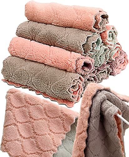 12 Pack Kitchen Towels Quick Dry Washcloths, Coral Velvet Dishtowels Multipurpose Reusable Dish Cloths, Soft Tea Towels Absorbent Cleaning Cloths Double-Sided Microfiber Towel Lint Free Cleaning Rags.
