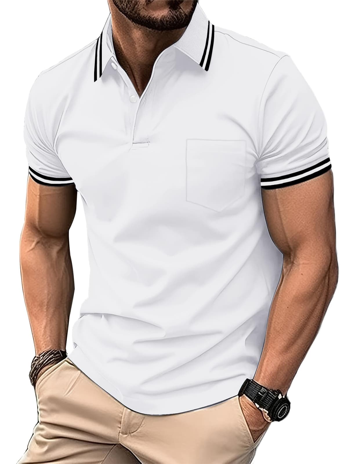 zitysport Polo Hombre Manga con Bolsillo en el Pecho Golf Polo Transpirable de Secado Rápido Poloshirt Deporte Hombre Slim Fit Tshirt Verano Camisa Hombre — view 13