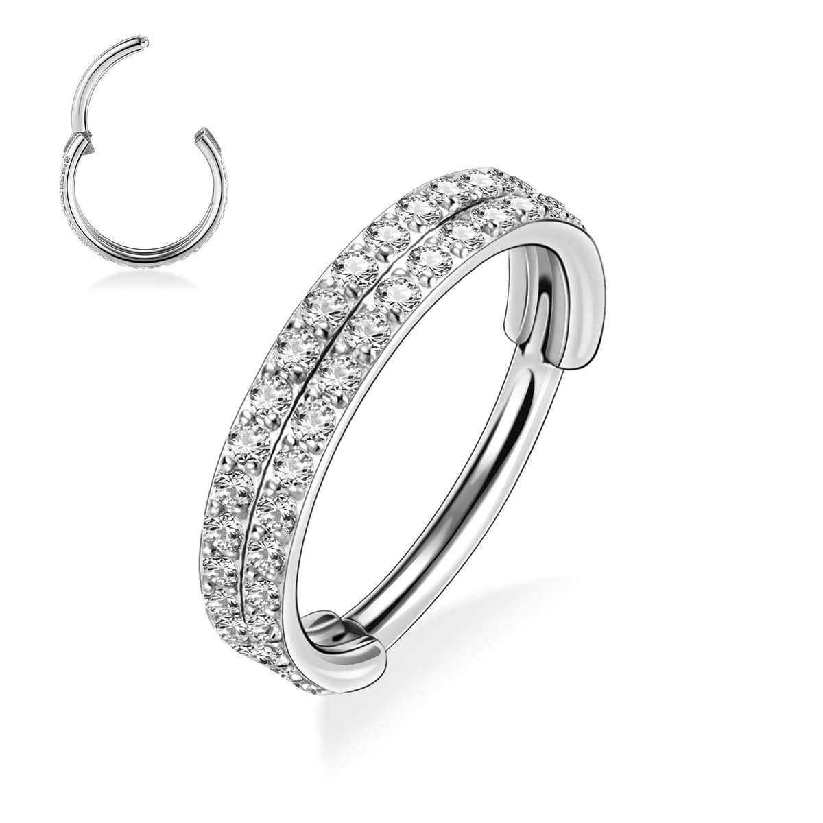 hengkaixuan Triple Double Nose Hoop Ring Sleeper Hoop Earring Helix Rook Conch Cartilage Daith Tragus Earrings Septum Ring Lobe Nose Piercing Jewellery for Women — view 45