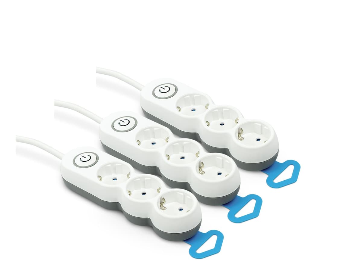 Garza Power - Regleta de 4 enchufes, con Interruptor, Enchufe Plano, Ladrón múltiple 1.4 Metros, Protección Infantil, Color Blanco, Gama Design — view 15