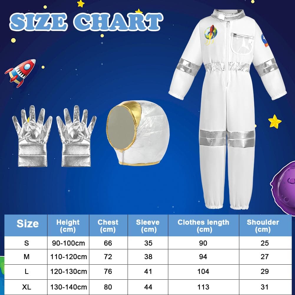 Aomig Disfraz Astronauta Niño, Disfraz de Astronauta Niño con Casco Astronauta, Traje Astronauta Niño, Regalo para Niño 4-8 Años para Fiesta Carnaval Halloween Cosplay — view 4