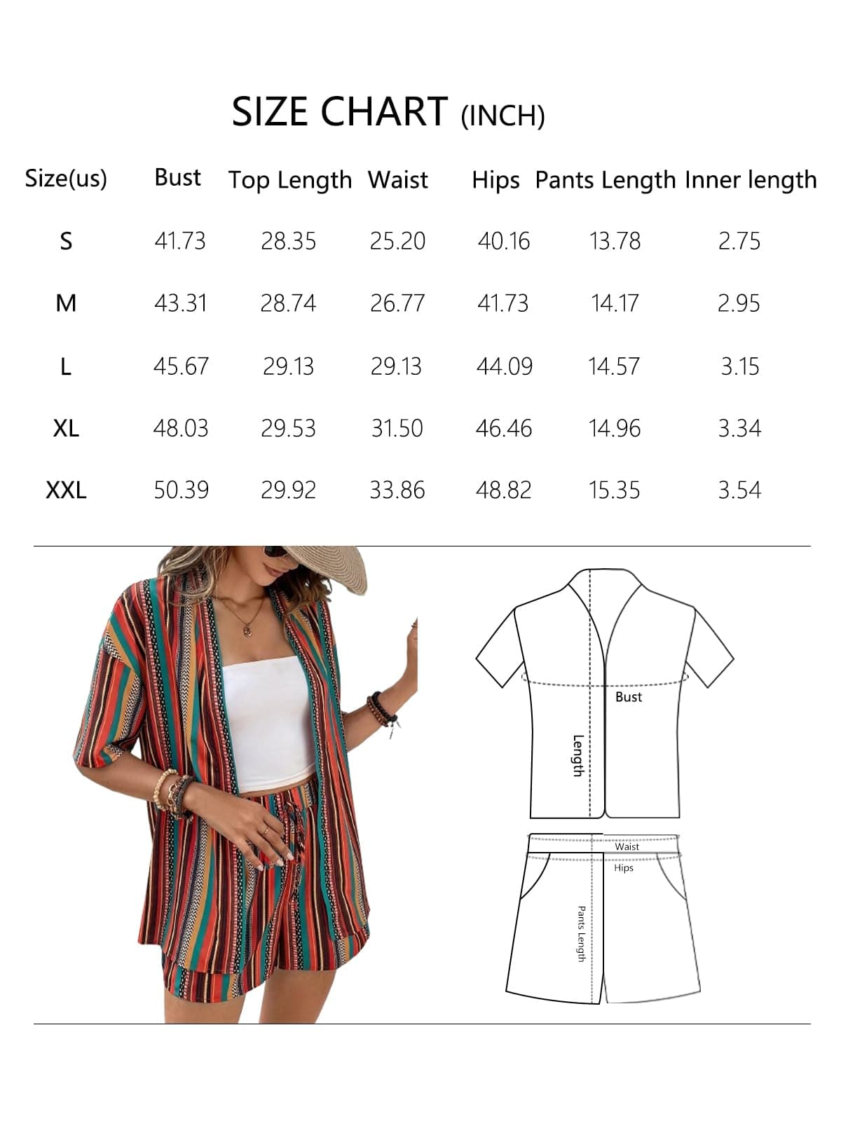 Conjunto de 2 piezas para mujer, talla grande, con estampado tropical, kimono y pantalones cortos — view 2