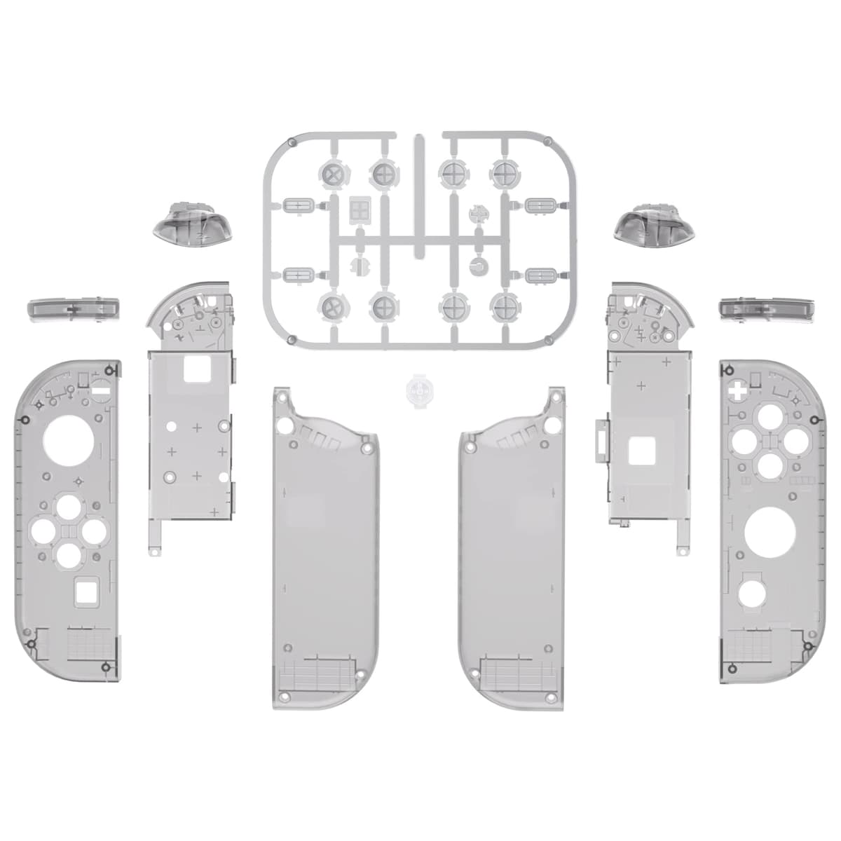 eXtremeRate Carcasa Transparente para Nintendo Switch & OLED Accesorios Funda de Agarre Shell Placa con Botones para Nintendo Switch Joycons OLED No Incluye Carcasa de Consola(Negro) — view 2