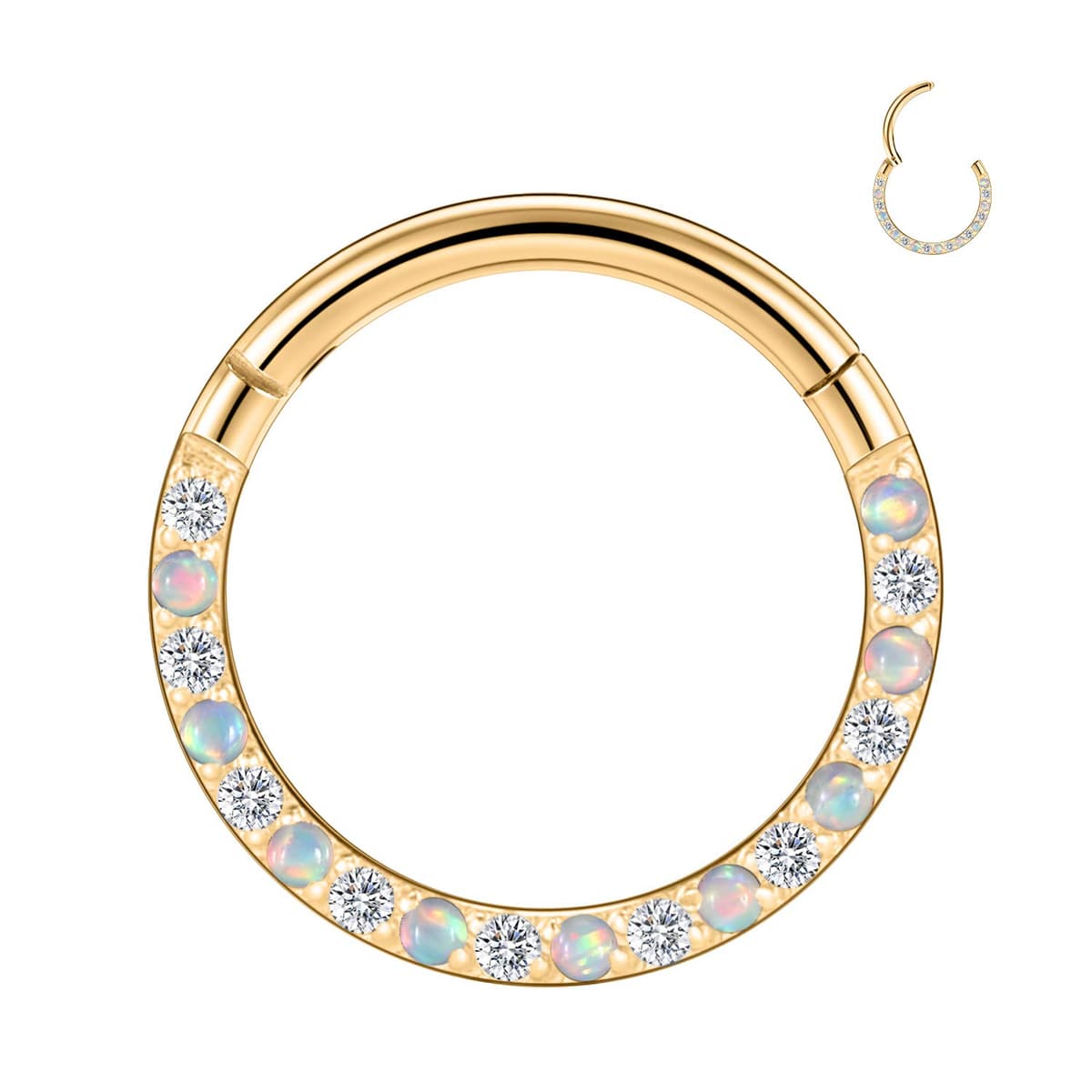 AROWRO 18G 16G 14G Nose Hoop Ring Septum Clicker Earrings CZ Opal Cartilage Conch Helix Tragus Hoop Earrings Daith Piercing Jewelry 316L Surgical Steel — view 9