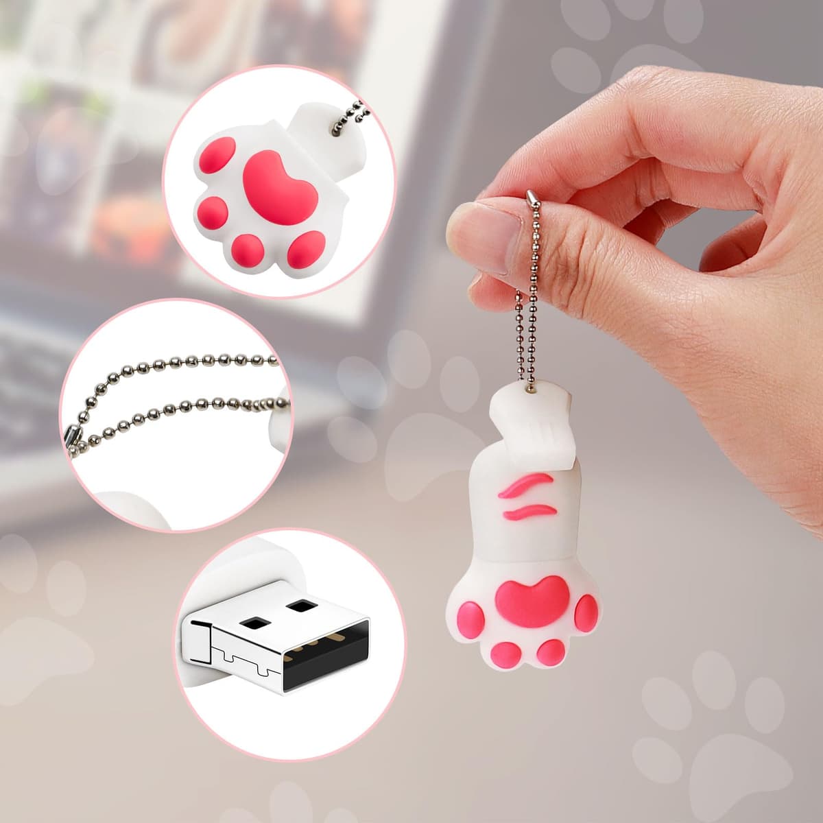 AdrreyuFny Memoria USB 128GB, Tipo C Flash Drive USB 2.0 Pen Drive 128 GB 2 en 1 OTG USB C Pendrive para Smartphones, Tabletas y Otras Dispositivos USB o Tipo C (Plata) — view 4