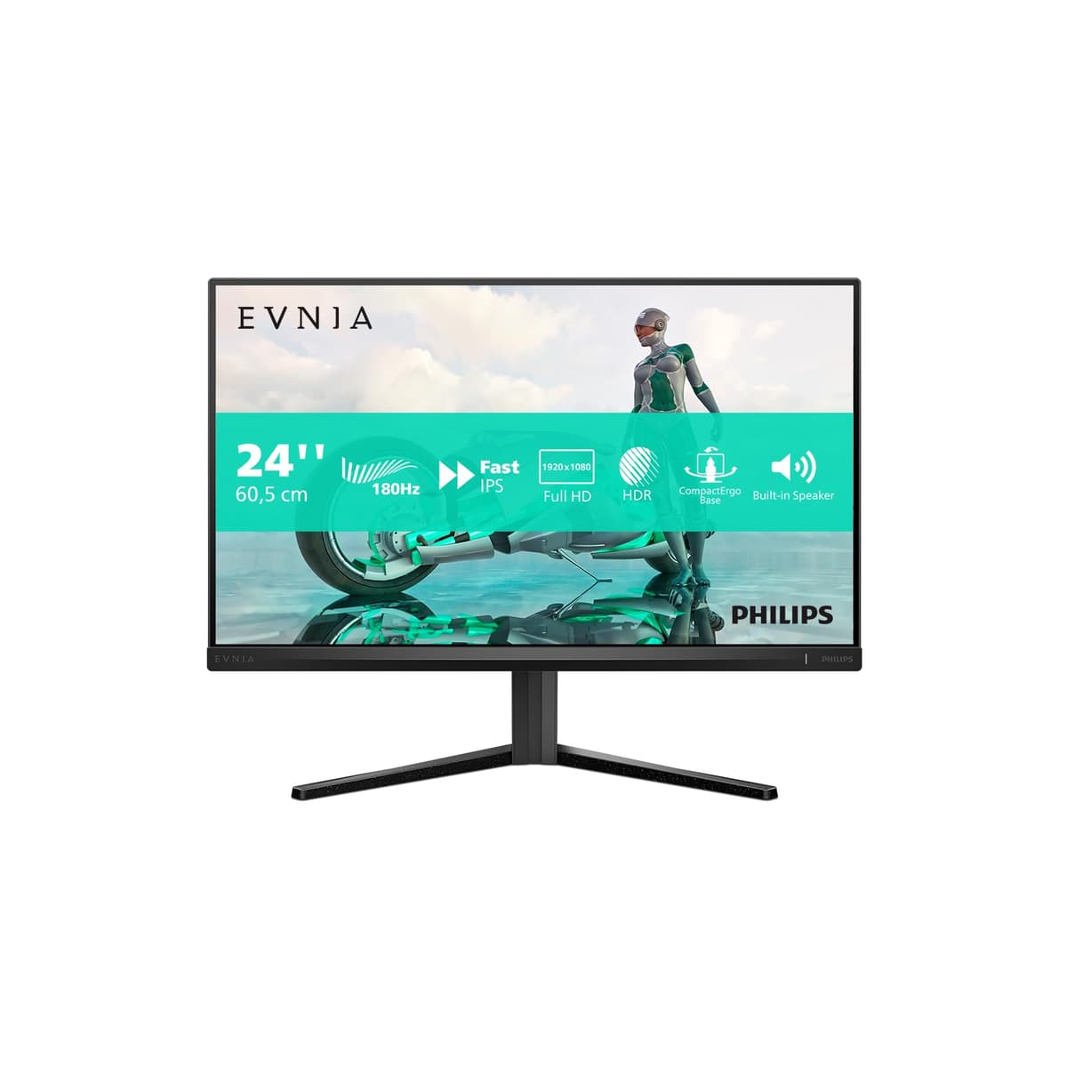 Philips 24M2N3200AM 23.8 inch FHD Gaming Monitor 180Hz, Fast IPS Panel, 0.5ms MPRT, Adaptive Sync, HDR10, G-Sync Compatible, Height Adjustment, Speakers, (1920x1080 HDMI 2x 2.0 DP 1x 1.4 ) Dark grey — view 2