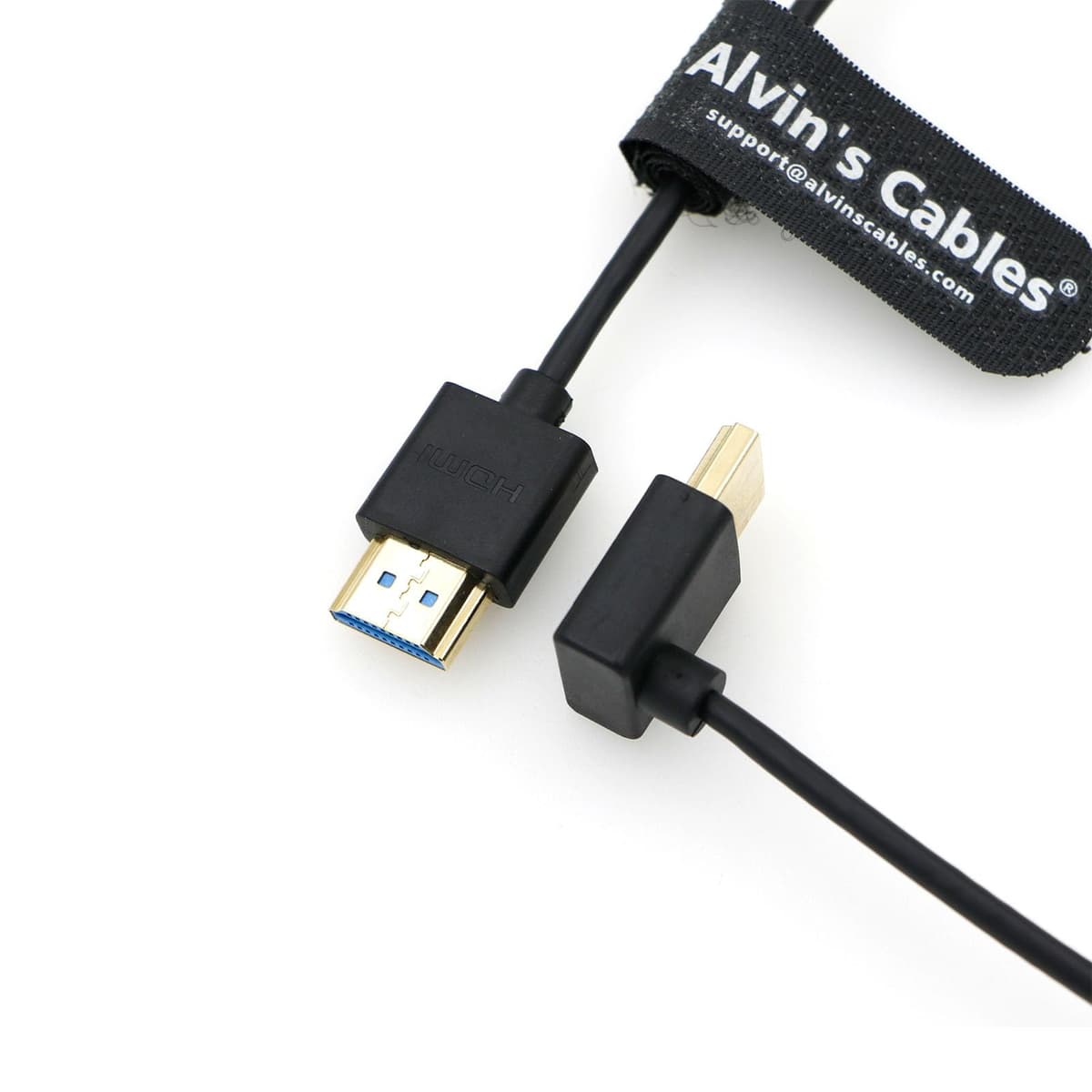 Alvin's Cables 8K HDMI 2.1 Cable High Speed Thin Straight HDMI to Up Angle HDMI for Atomos Ninja V Monitor, Z CAM E2, Sony FS5| FS7| A7S3 Cameras 19.7"|50CM — view 2