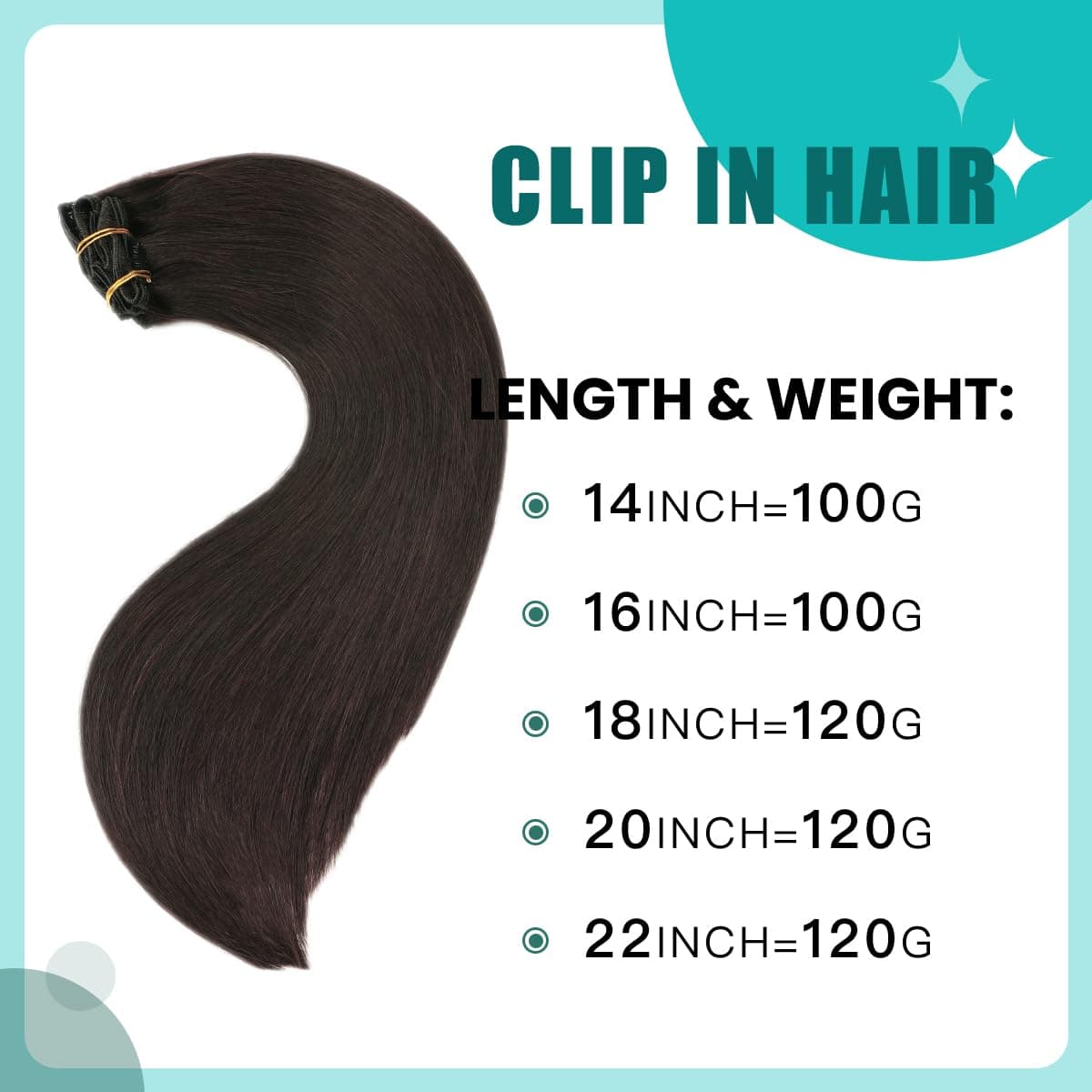 SURNEL Extensiones De Clip De Pelo Natural 120g 45cm 6 Piezas Negro Natural Extensiones De Clip De Humano Real Extensiones Pelo Remy(C#1B-45cm) — view 3