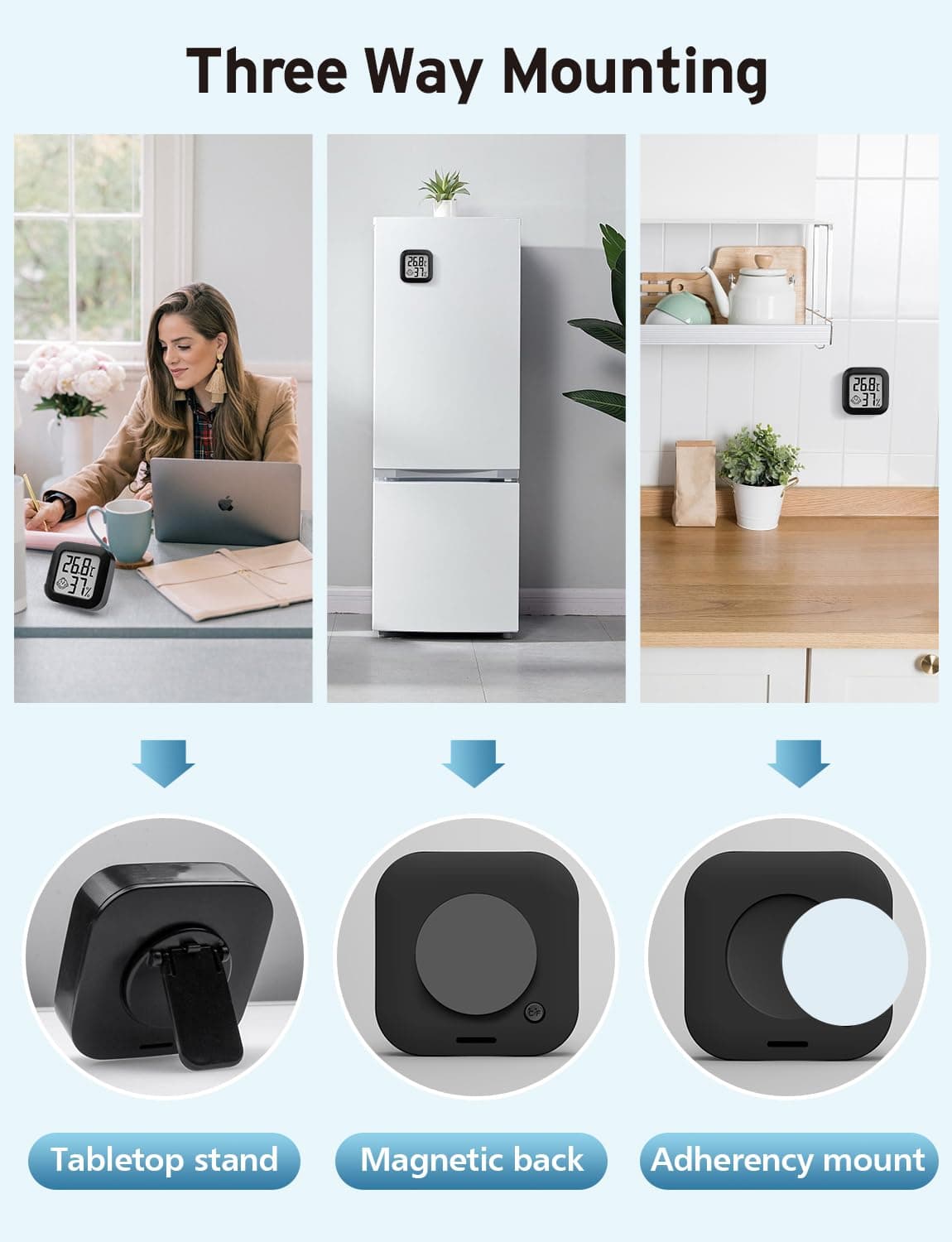 3 piezas - Mini Termómetro Higrómetro Digital, Medidor de Temperatura para Medición de Temperatura y Humedad del Casa Ambiente — view 3