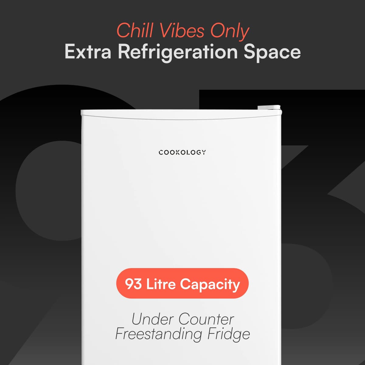 Cookology UCFR88WH Under Counter Freestanding Fridge in White - 93 Litre Capacity - Adjustable Temperature Control & Legs - Reversible Door — view 2