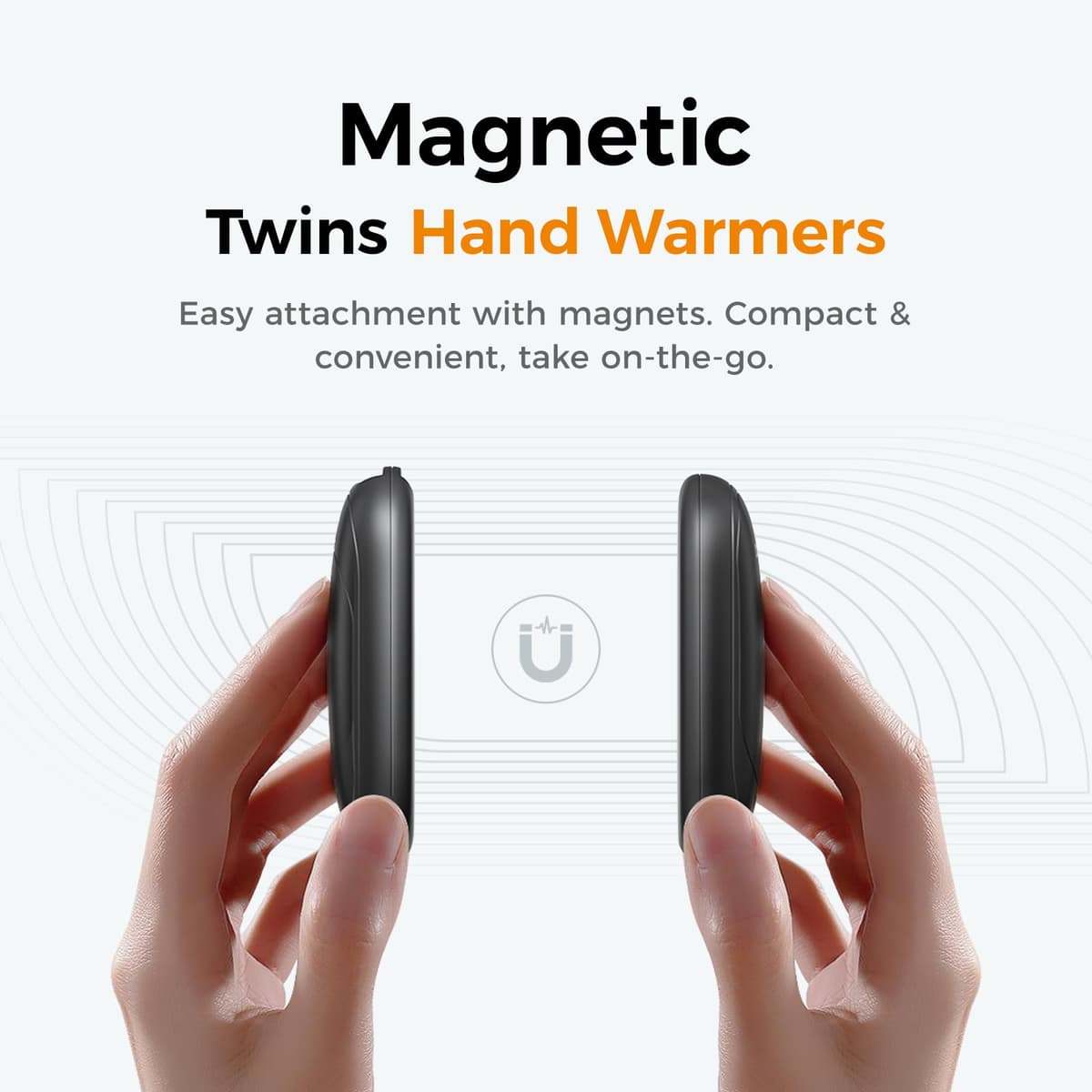 OCOOPA UT3 Lite Rechargeable Hand Warmers 2 Pack, Magnetic Electric Handwarmers Ultra Thin Light Portable for Pocket Gloves,3 Levels Heat, Up to 8 hrs, UL Certified, Tech Gifts for Men, Women — view 3