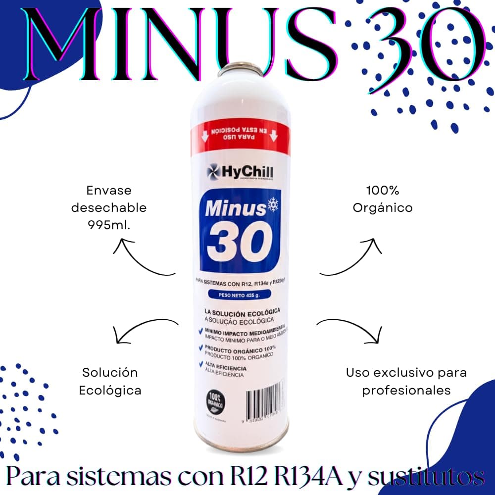 Minus 30 Refrigerante Técnico 995ml 425gr | Gas Ecológico para Aire Acondicionado y Frío Automoción | Alta Eficiencia Uso Profesional (1 ENVASE + LLAVE) — view 4