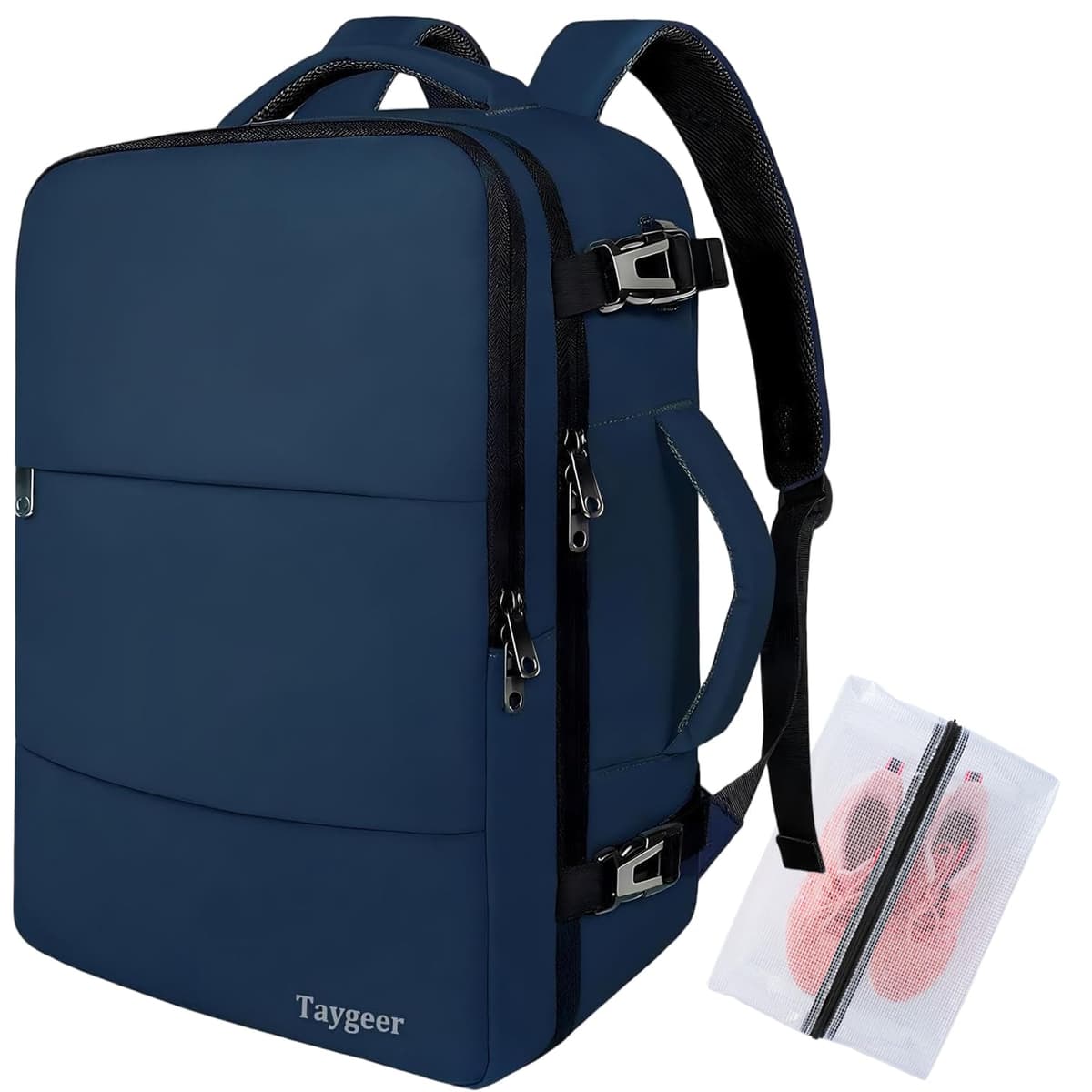 Taygeer for New Ryanair Cabin Bags 40x30x20 Underseat, Travel Backpack Cabin Size, Rucksack for Plane Hand Luggage Backpack for Travelling, Ryan Air Cabin Bag 40x30x20 with Separate Shoe Pouch, Black — view 21