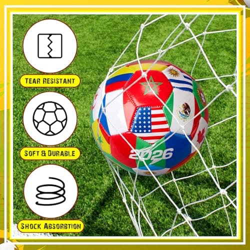 Tellingyou 1 Pack World Flag Soccer Ball Country Flags Training Ball 2026 International Multi Country Design with Pump Needle and Storage Bag for Team Practice Club Games Soccer Fan Gifts (Size 5) — view 3