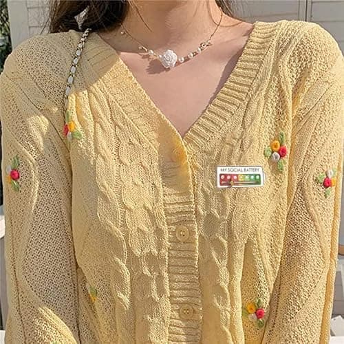 2Pcs Social Battery Pins, 7 Days Mood Enamel Pin, Funny Social Battery Interactive Enamel Pins for Clothing Backpack Hat Decoration (4 PCS) — view 5