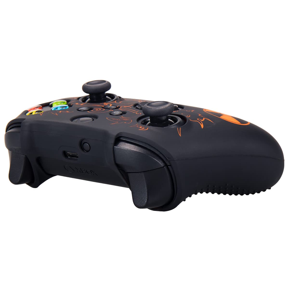 YoRHa Silicone Rubber Back Dots Carving Customizing Skin Cover for Xbox Series X/S Controller x 1(Radiation Orange) with Pro Thumb Grips x 10 — view 4